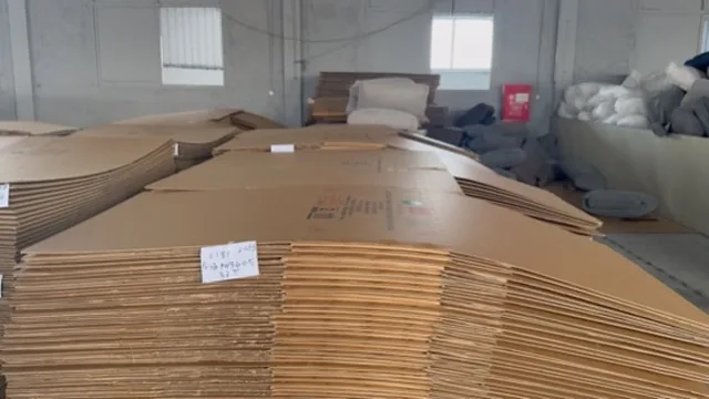 Stacks of shaped packaging cardboard